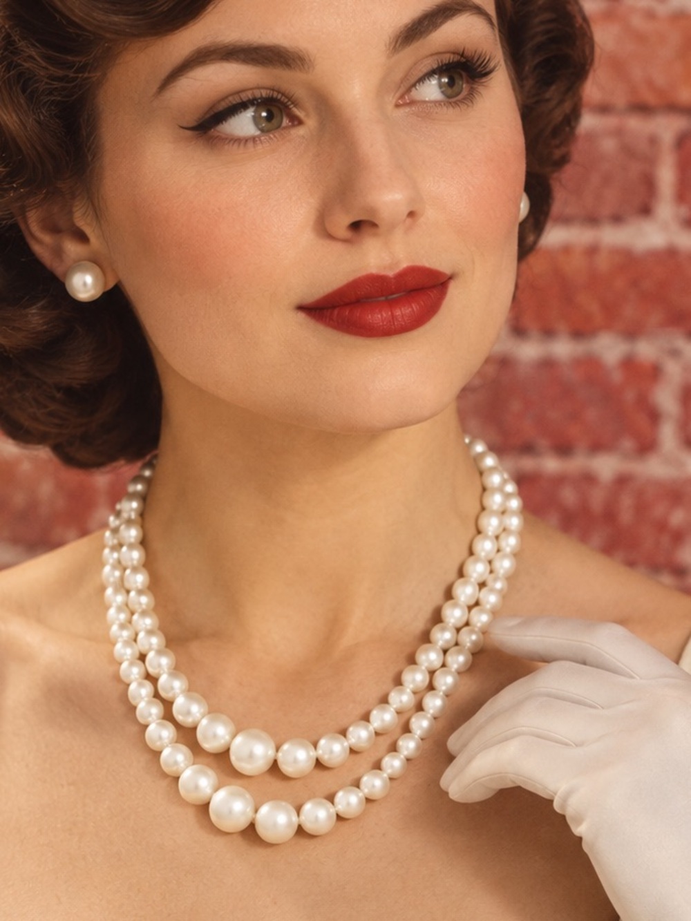 Vintage MCM Made in Japan Double-Strand White Faux Pearl Choker